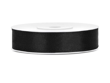 Satin Ribbon, black, 12mm/25m